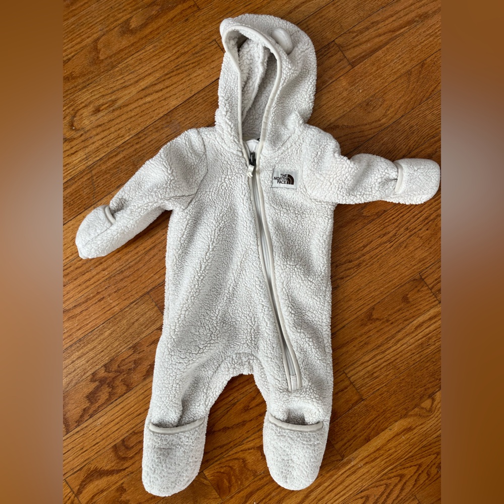 The North Face White Fleece Baby Footie